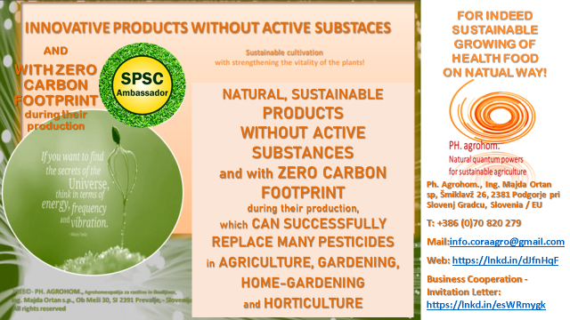 SUSTAINABLE PRODUCTS without ACTIVE SUBSTANCES with ZERO CARBON FOOTPRINT - Data about  the company
