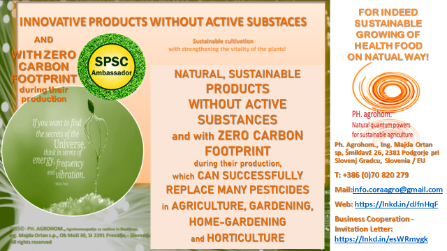 SUSTAINABLE PRODUCTS without ACTIVE SUBSTANCES with ZERO CARBON FOOTPRINT - HOW WE by OUR OWN OPERATING & PRODUCTS  ACTIVELLY SUPPORT AND REALIZE FAO's Strategic Framework 2022-31 and UNITED NATIONS SUSTAINABLE DEVELOPMENT  GOALS