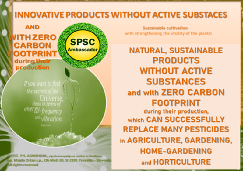Inovative products without carbon footprint and without active substances - AGRO-HOMEO-DYNAMIC PRINCIPLES OF operating mode OF ENERGIZED NATURAL PRODUCTS Cora agrohomeopathie®, which at the frequency level of the Natural Order of virgin ecosystems replace pesticides, regenerate tired, used out cultivated areas