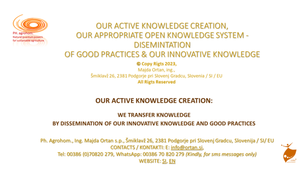 OUR ACTIVE KNOWLEDGE CREATION www.cora agrohomeopathie.com  1 1024x576 - Data about  the company